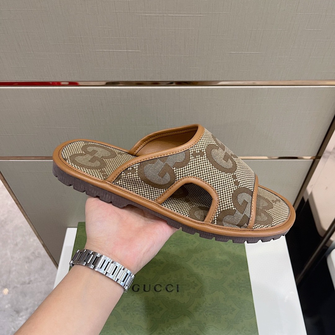 Gvc*1 Men’s Maxi GG Svp*me Slide Sandal Brown And Beige For Men 624879