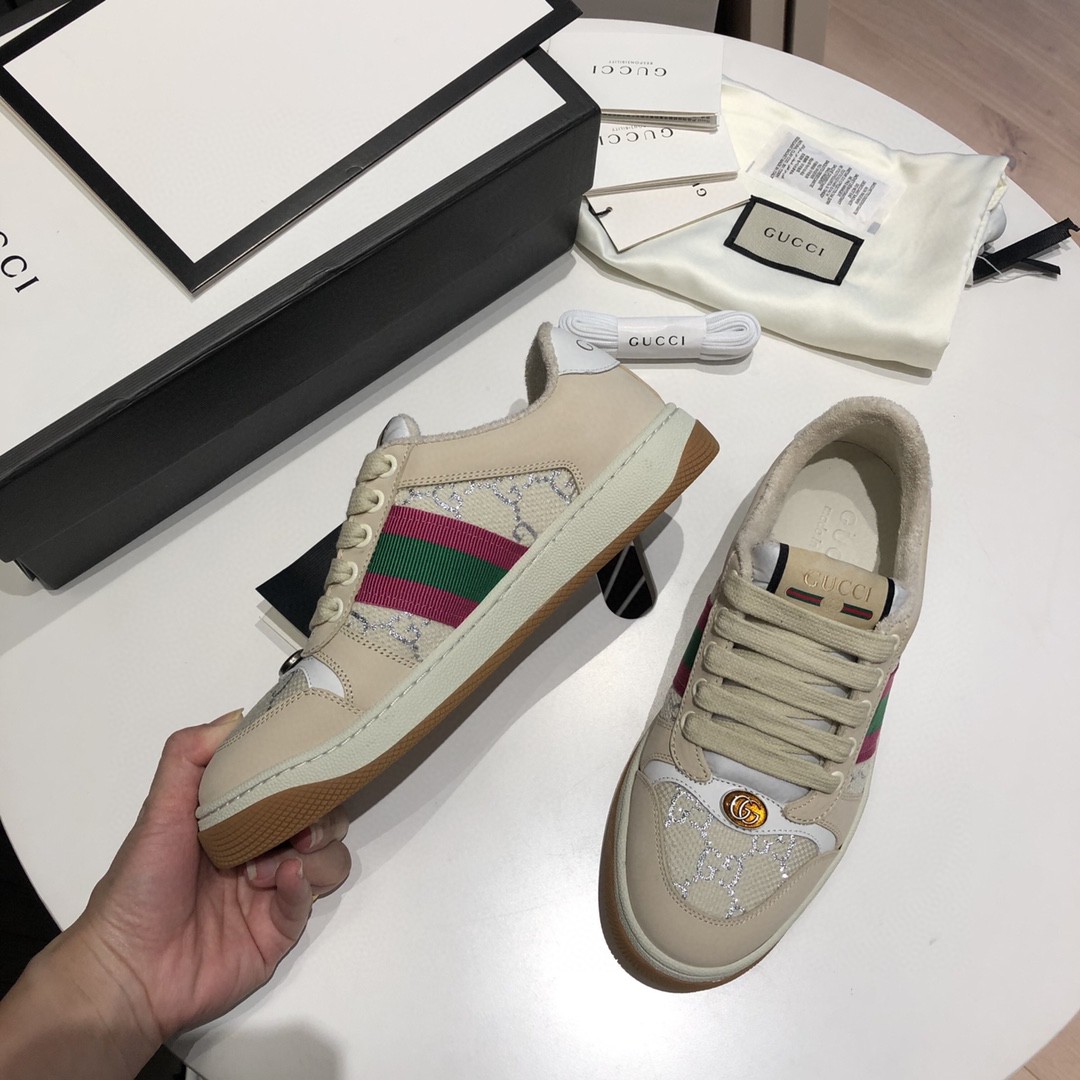 Gvc*1 Women’s Screener GG Low-Top Beige Pink Green For Women 546551