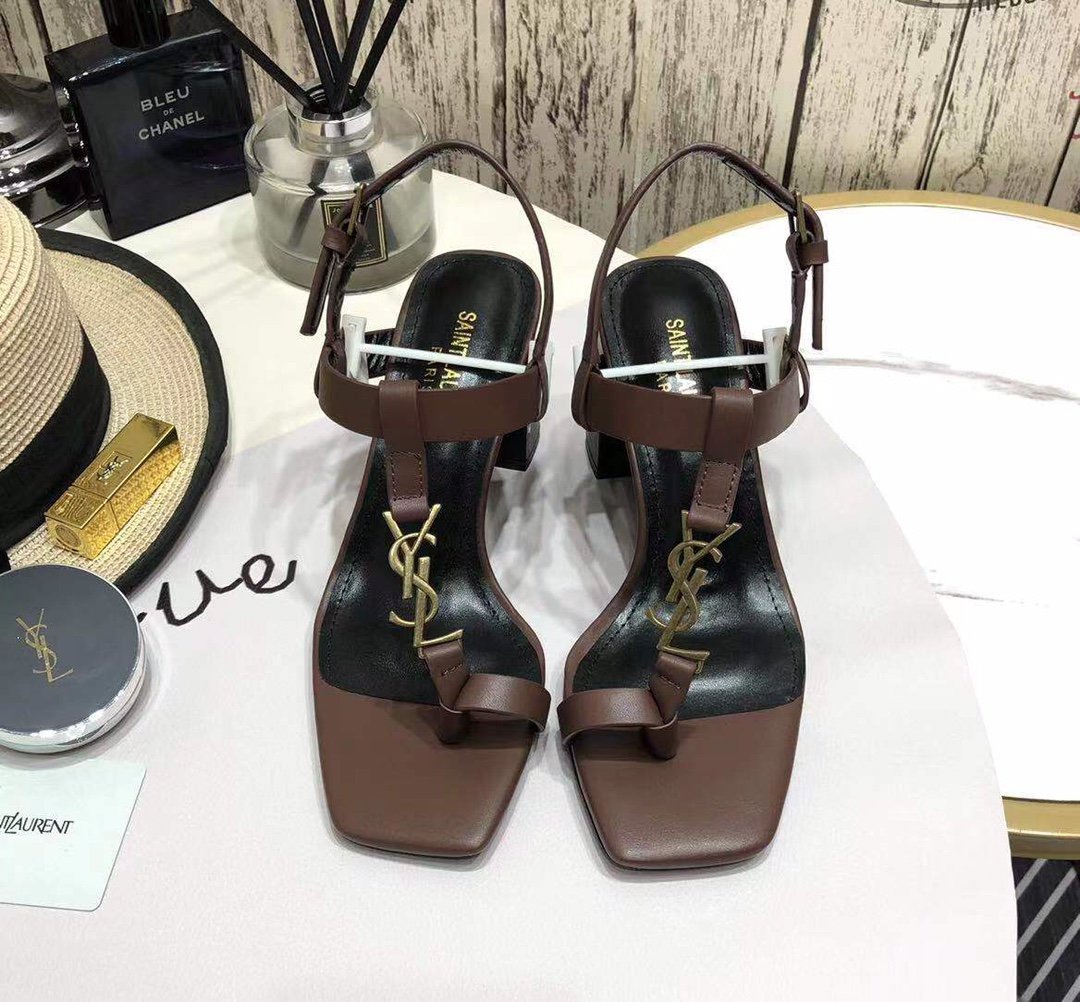 Sa1nt Lau*nt Women’s Cassandra Heeled Sandals Brown For Women Y51 658198DWETT6023
