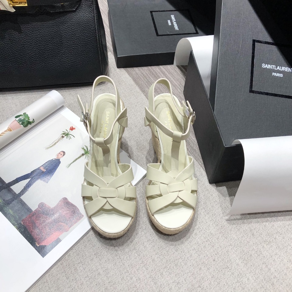 Sa1nt Lau*nt Women’s Tribute Espadrilles Wedge Beige For Women Y51