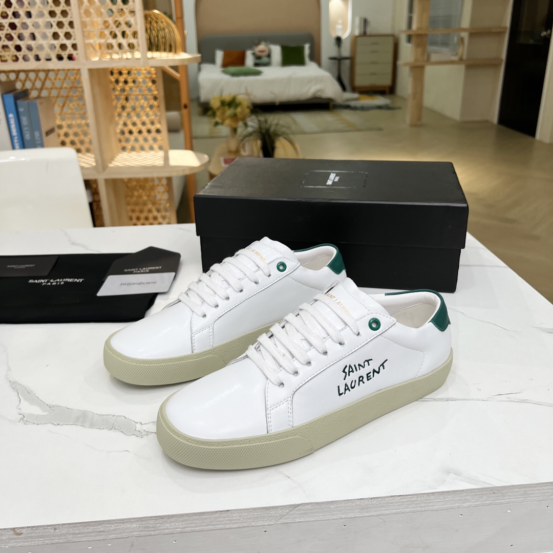 Sa1nt Lau*nt Women’s Court Classic Sl/06 Embroidered Sneakers Green For Women Y51