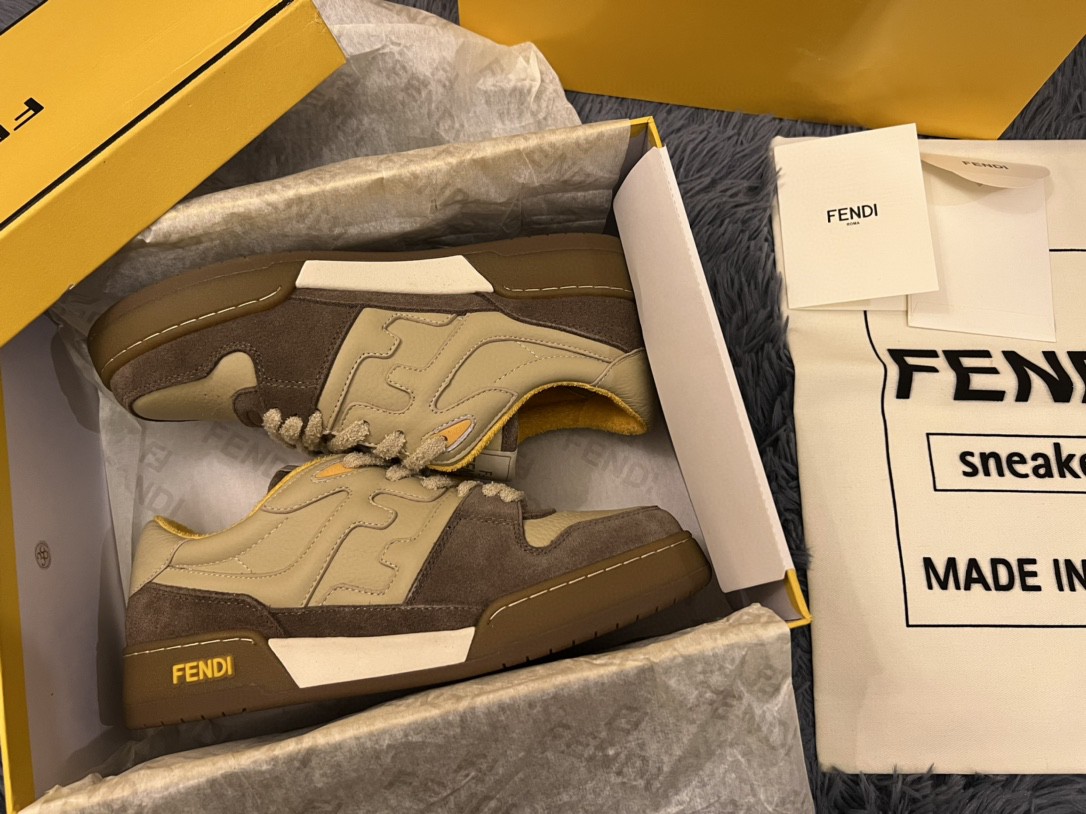 F**di Match Low Tops Sneakers Beige For Men 7E1493AHH2F1FHU