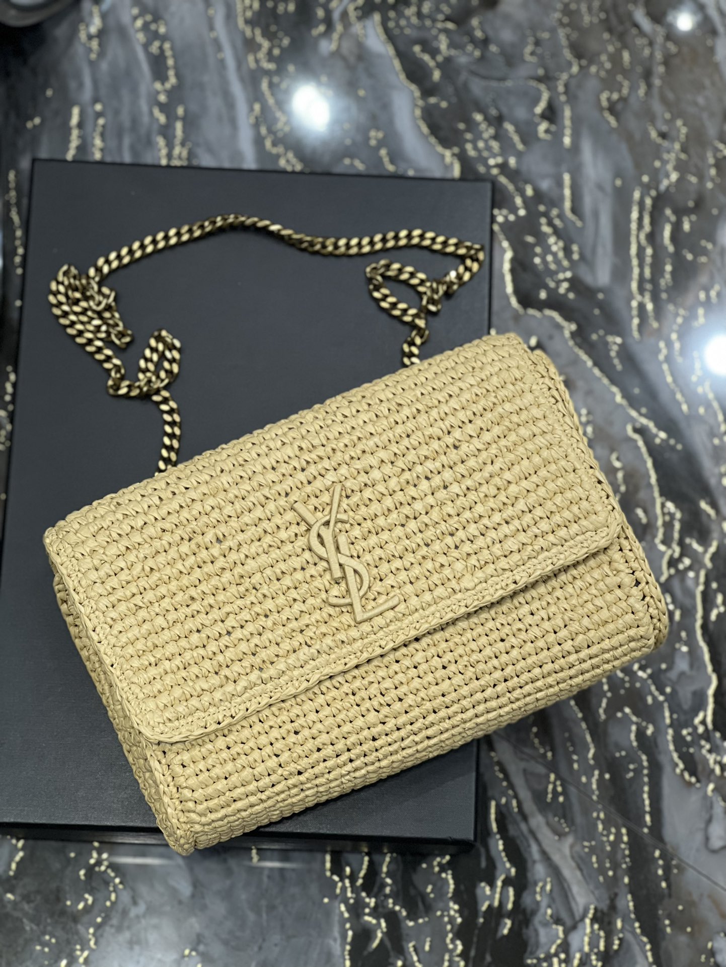 Sa1nt Lau*nt Niki Medium Chain Bag Yellow For Women, Women’s Bags 11in/28cm Y51