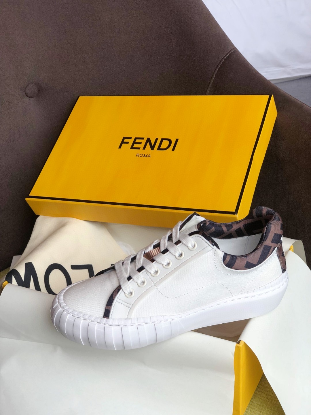 F**di Force FF Lace-Ups Sneakers White For Men 7E1414AF5A