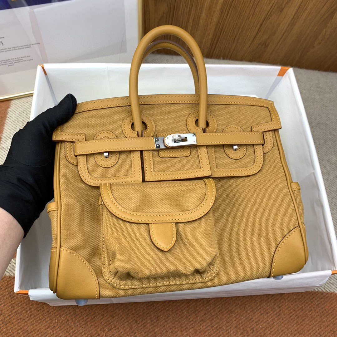 H**me5 Birkin Cargo 25 Beige, Silver Toned Hardware Bag For Women, Women’s Handbags, Shoulder Bags 9.8in/25cm