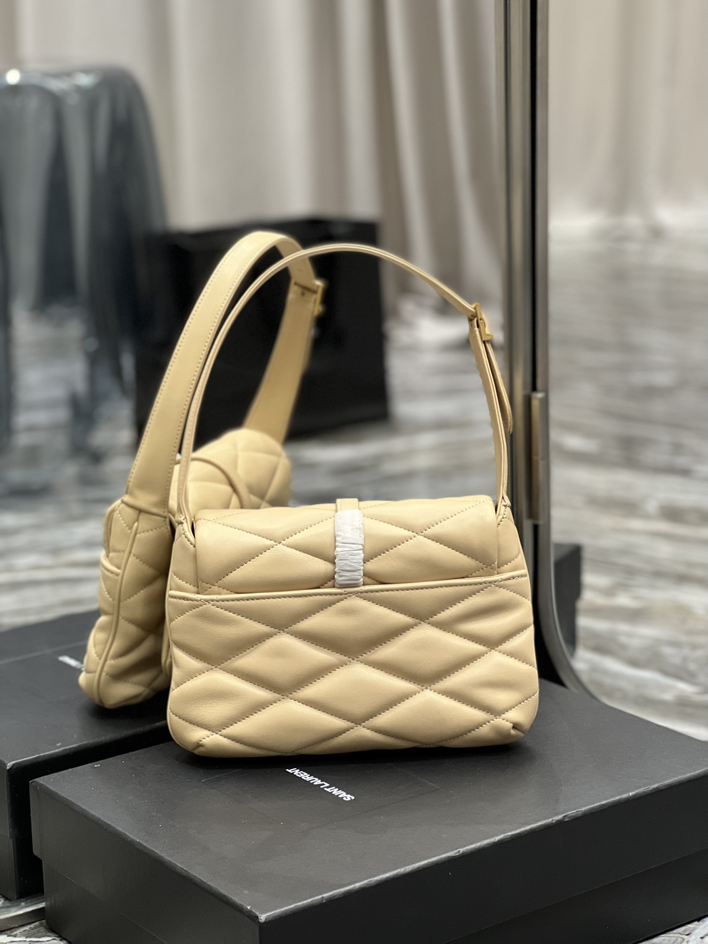 Sa1nt Lau*nt Le 57 Hobo Shoulder Bag Beige For Women, Women’s Bags 9.8in/25cm Y51