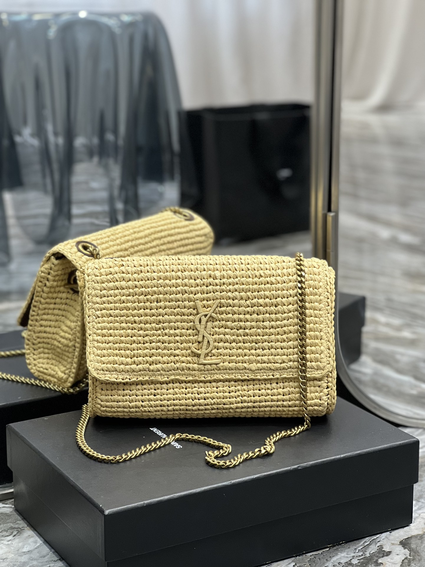Sa1nt Lau*nt Niki Medium Chain Bag Yellow For Women, Women’s Bags 11in/28cm Y51