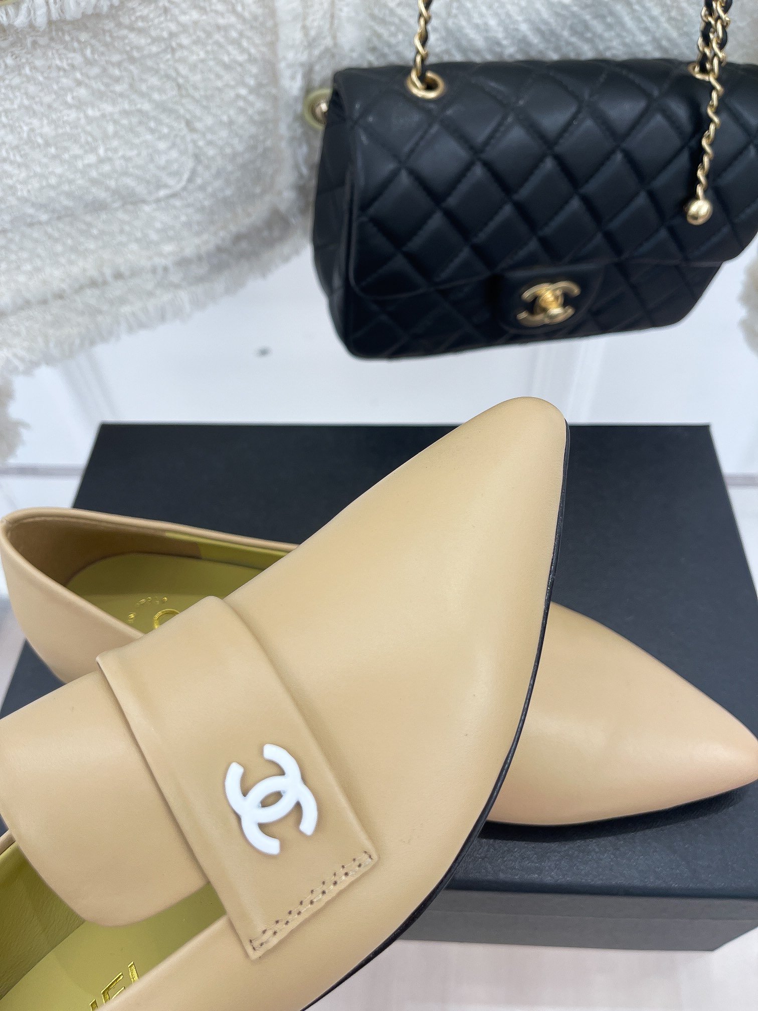 Ch**el Women’s Loafer With Logo Beige For Women
