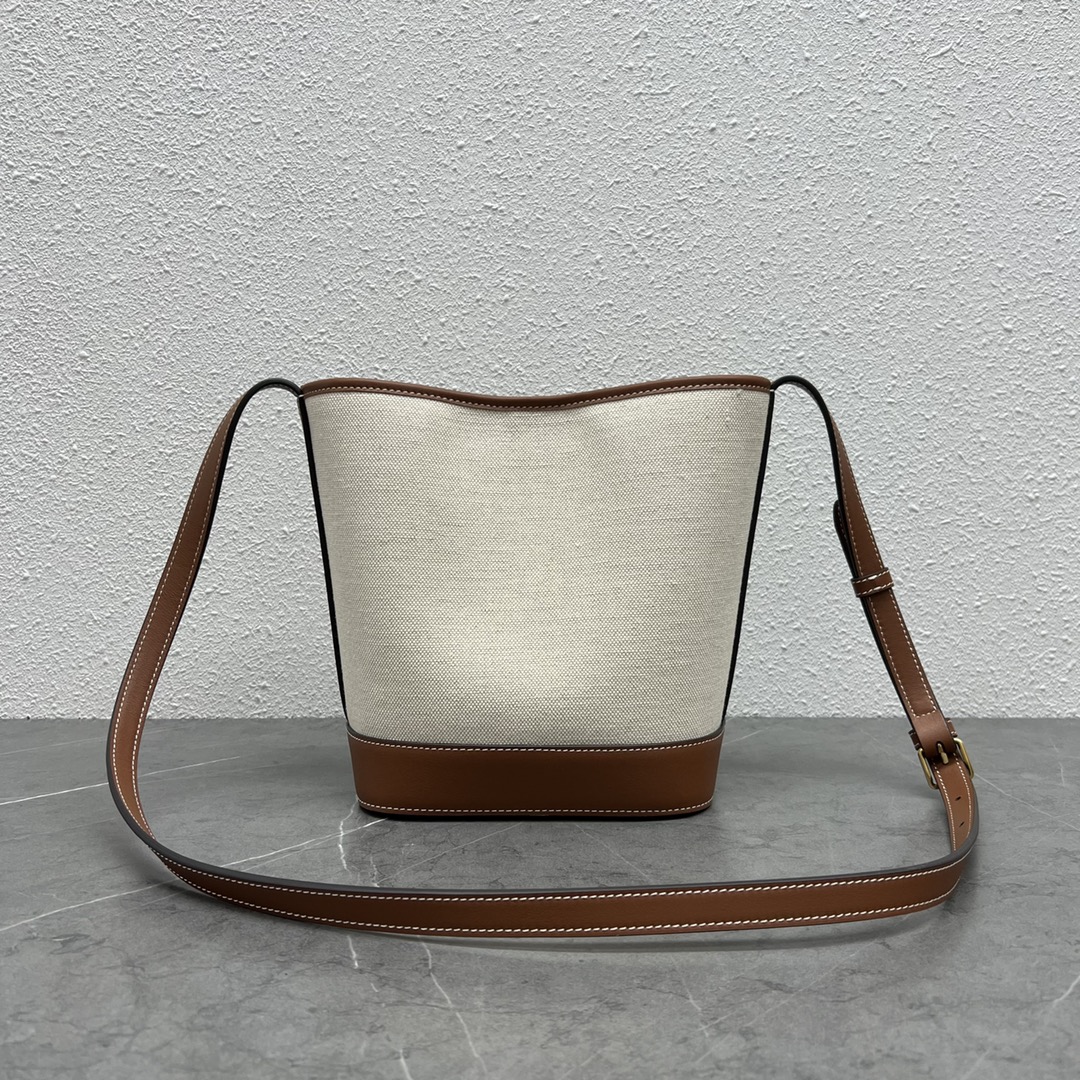 Ce1i*e Small Bucket Cuir Triomphe In Textile Natural / Tan For Women 9in/22cm 198242EFL.02NT