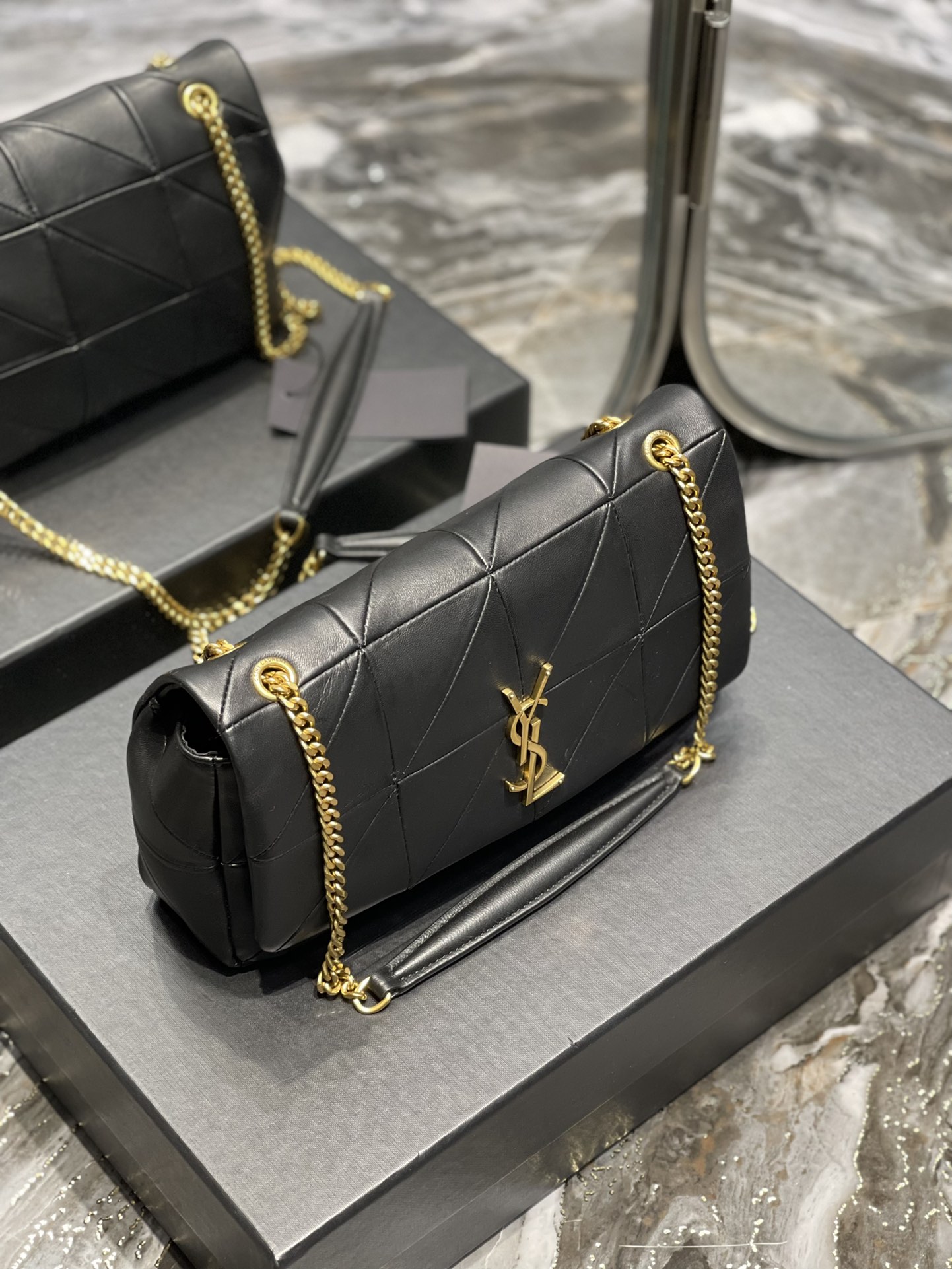 [True-to-ORIGINAL] Sa1nt Lau*nt Jamie Medium Chain Bag Black For Women 9.8in/25cm