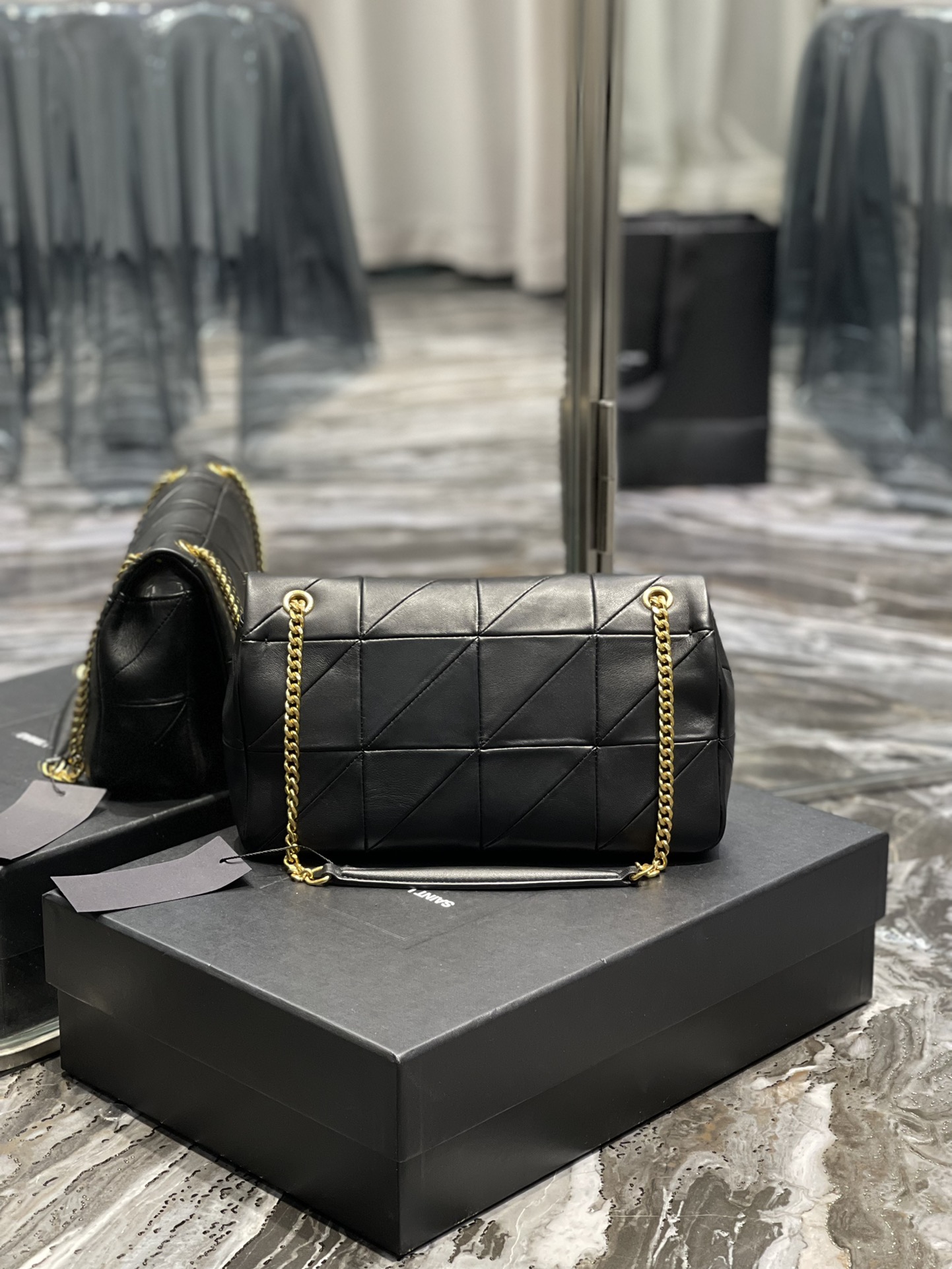[True-to-ORIGINAL] Sa1nt Lau*nt Jamie Medium Chain Bag Black For Women 9.8in/25cm