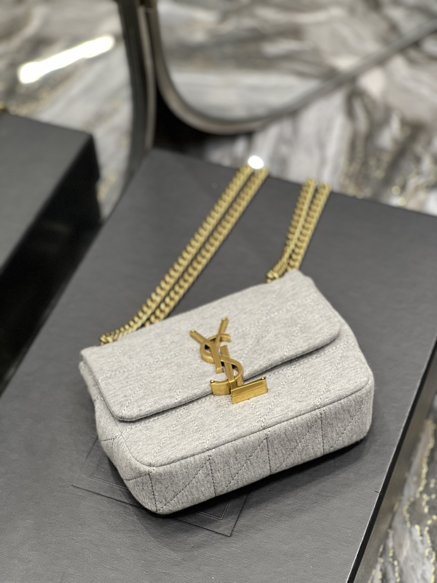 Sa1nt Lau*nt Jamie Mini Chain Bag Grey For Women, Women’s Bags 6.9in/17.5cm Y51 6981622F9271407